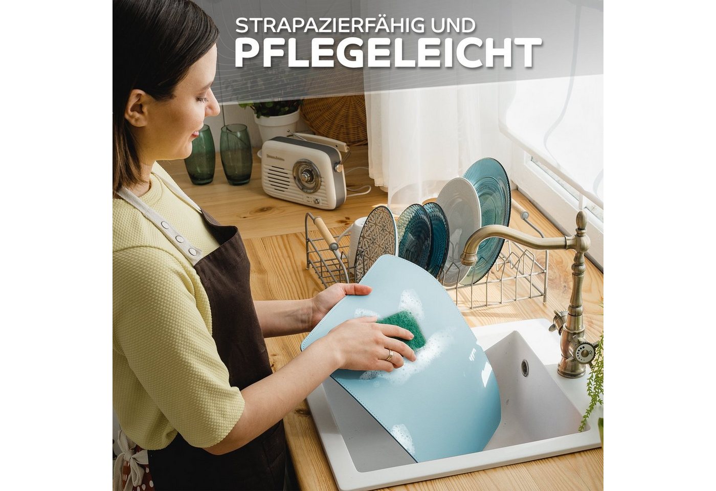 Loco Bird Platzset aus Kunstleder, 8er Set Zweifarbig, 43x30cm Lederoptik, abwischbare Platzdeckchen Kunstleder – Bild 4 von 5