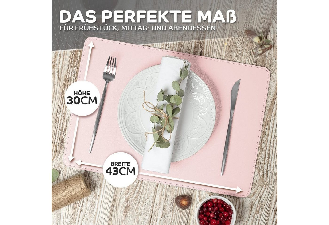 Loco Bird Platzset aus Kunstleder, 4er Set Zweifarbig, 43x30cm Lederoptik -, abwischbare Platzdeckchen Kunstleder – Bild 2 von 5