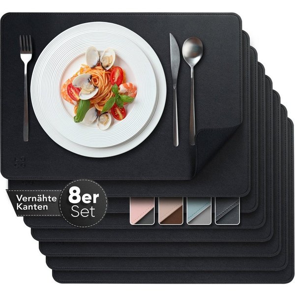 Loco Bird Platzset aus Kunstleder, 8er Set Zweifarbig, 43x30cm Lederoptik, abwischbare Platzdeckchen Kunstleder