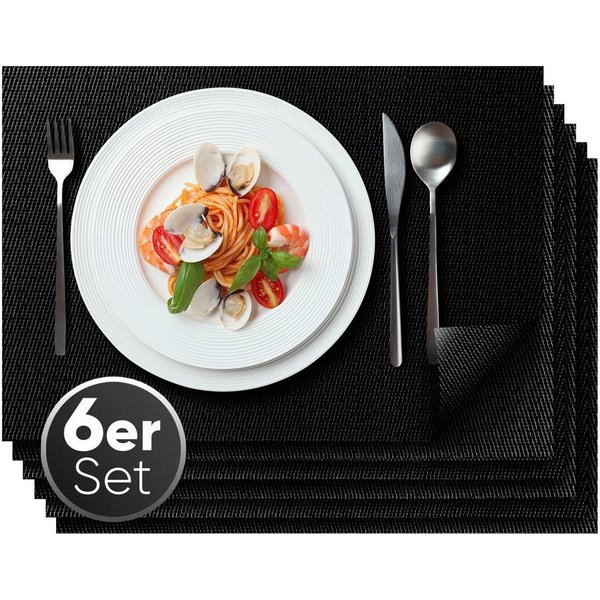 Loco Bird Platzset rechteckig aus PVC, (Tischset Abwischbar PVC-Untersetzer, 6-St., Waschbare Tischuntersetzer Platzdeckchen), Untersetzer PVC-Matte