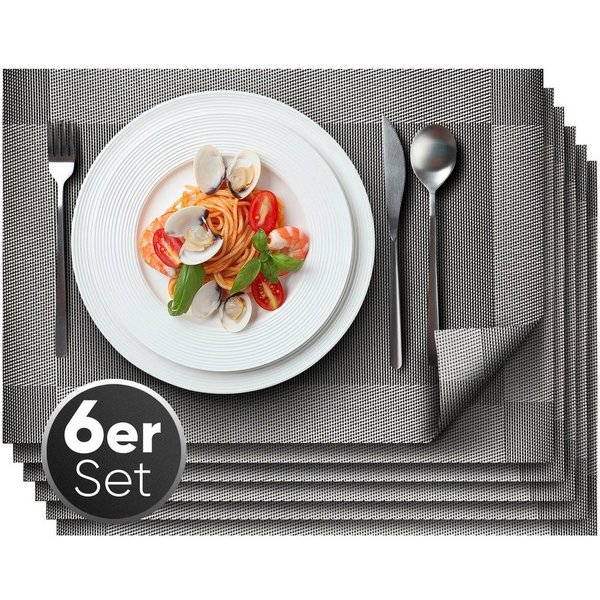Loco Bird Platzset rechteckig aus PVC, (Tischset Abwischbar PVC-Untersetzer, 6-St., Waschbare Tischuntersetzer Platzdeckchen), Untersetzer PVC-Matte