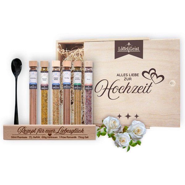 Löffelgeist Lebensmittel-Geschenkset Alles Liebe zur Hochzeit Geschenkbox