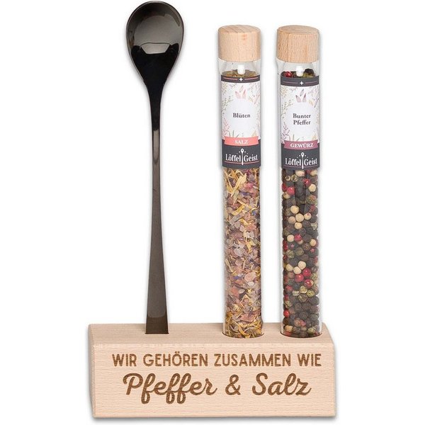 Löffelgeist Lebensmittel-Geschenkset Wir gehören zusammen wie Pfeffer & Salz