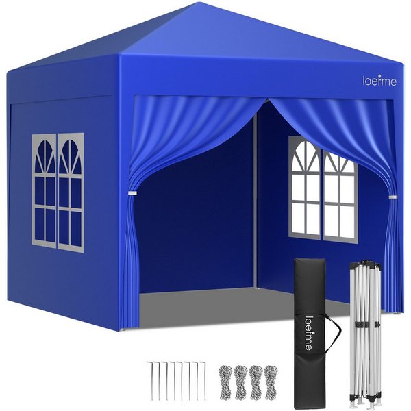 loefme Faltpavillon 2,5×2,5m, Pop Up Pavillon mit 4 abnehmbaren Seitenwänden, mit 4 Seitenteilen, 3 Höhenverstellungen, wasserdicht & UV-beständig, für Garten &