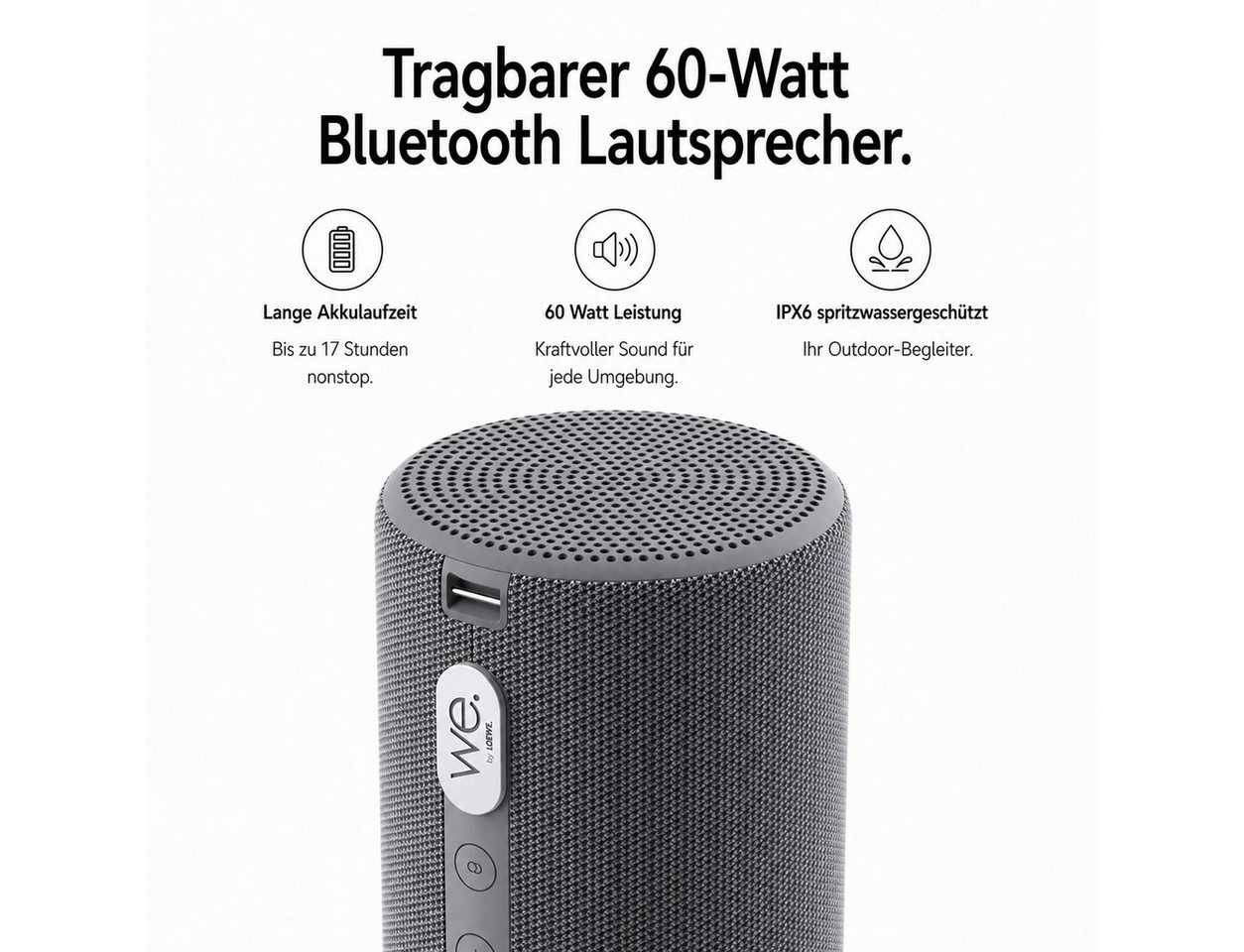 Loewe We. HEAR 2 storm grey - Neues Design. Bluetooth-Speaker (Bluetooth, 60 W, Entwickelt in Deutschland) – Bild 3 von 5