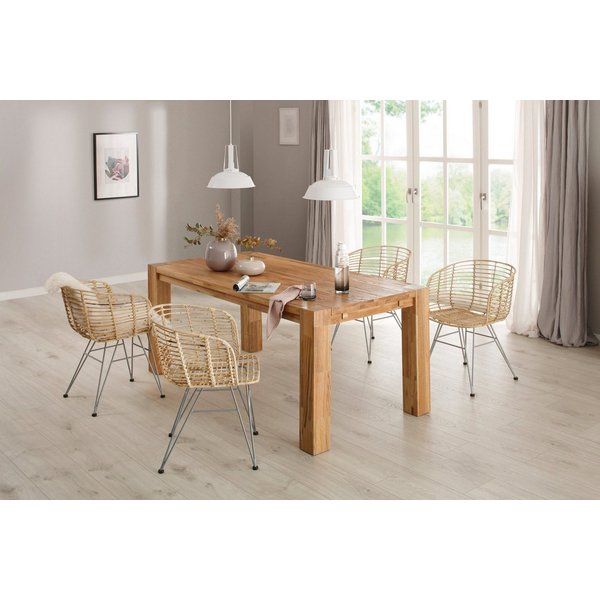 loft24 Rattanstuhl Cello (Set, 2 St), Esszimmerstuhl mit Armlehne, Armlehnstuhl Rattan, modern
