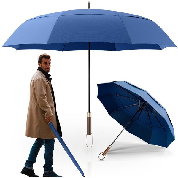 Logan & Barnes Stockregenschirm Chicago, Stockschirm sturmfest [Ø120 cm] mit hochwertigem Echtholzgriff