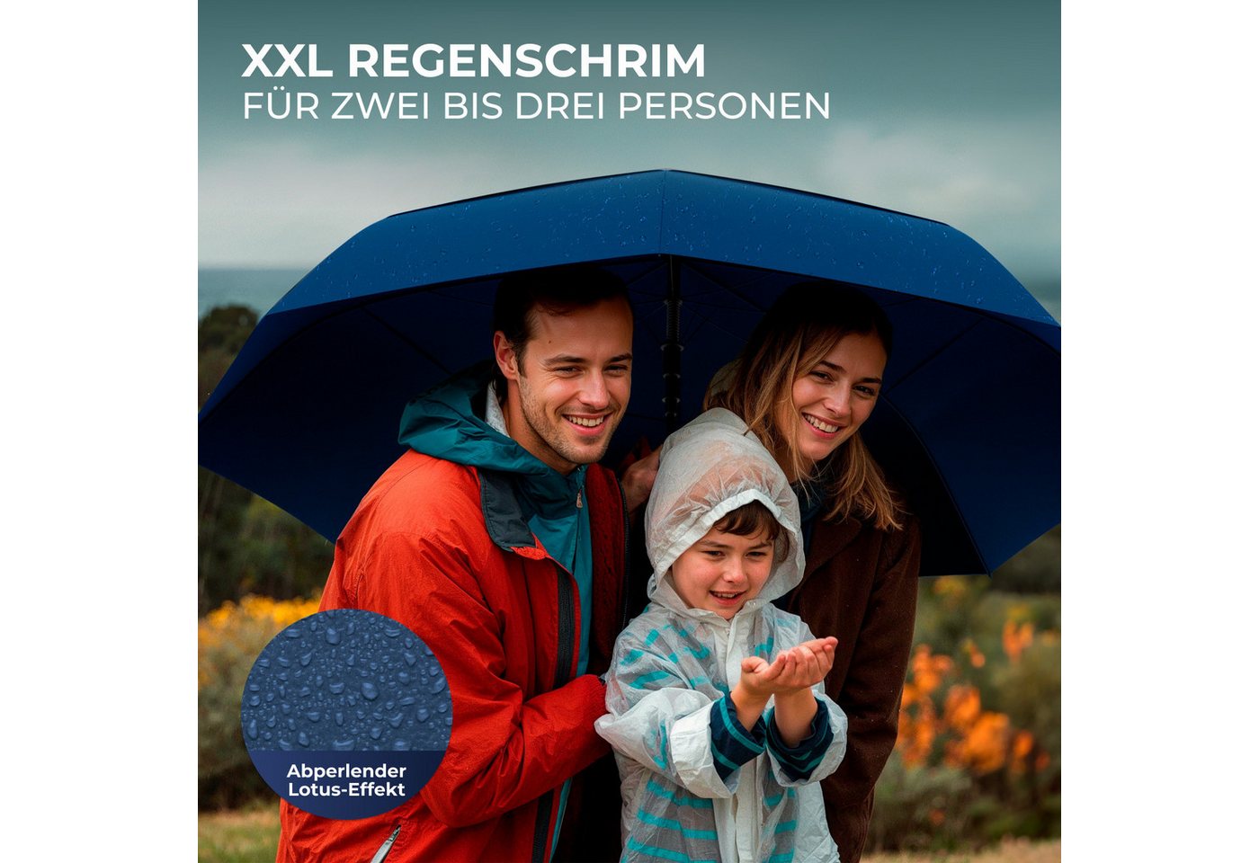 Logan & Barnes Stockregenschirm Chicago, Stockschirm sturmfest [Ø120 cm] mit hochwertigem Echtholzgriff – Bild 5 von 5