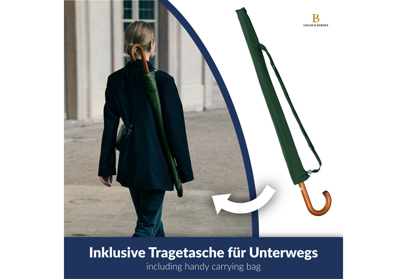 Logan & Barnes Stockregenschirm Edinburgh, Gummierte Spitze – Bild 3 von 5
