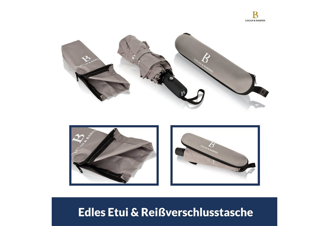 Logan & Barnes Taschenregenschirm Boston, Sturmfest bis 140 km/h – Bild 4 von 5