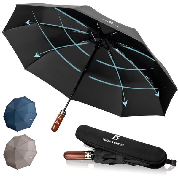 Logan & Barnes Taschenregenschirm Dublin, Sturmfest bis 140 km/h