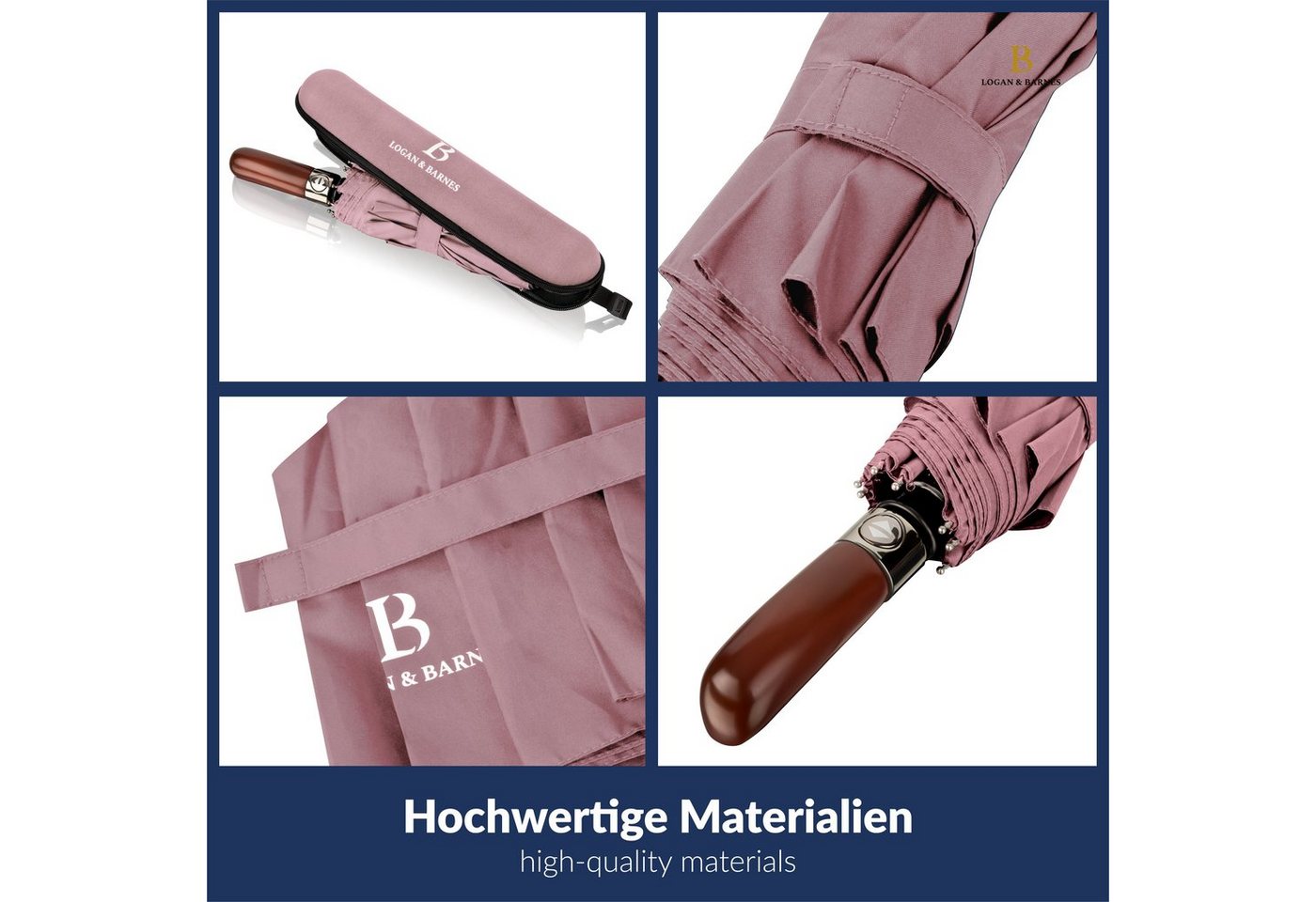 Logan & Barnes Taschenregenschirm Dublin, Sturmfest bis 140 km/h – Bild 3 von 5