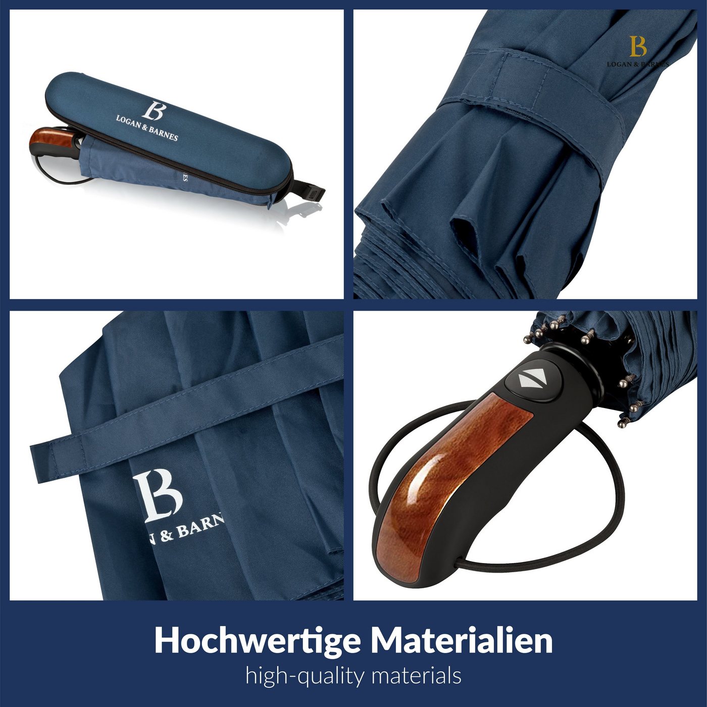 Logan & Barnes Taschenregenschirm Glasgow, Sturmfest bis 140 km/h – Bild 3 von 5