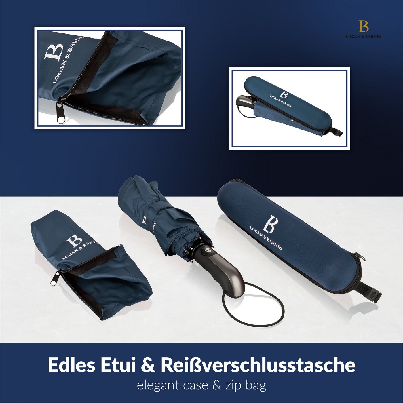 Logan & Barnes Taschenregenschirm Manchester – Bild 3 von 5