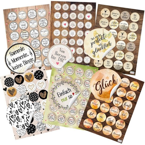 Logbuch-Verlag Aufkleber Großes Sticker Set mit 6 x 24 Aufklebern - Sprücheaufkleber zum
