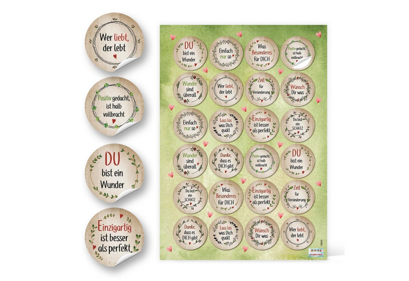 Logbuch-Verlag Aufkleber Aufkleber Set mit Sprüchen - 5 x 24 Geschenkaufkleber zum Briefe – Bild 2 von 5