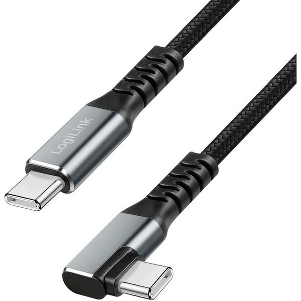 LogiLink LogiLink USB-C® Kabel USB 3.2 Gen2 USB-C® Stecker 2.0 m Schwarz 90° n USB-Kabel, (200.00 cm)