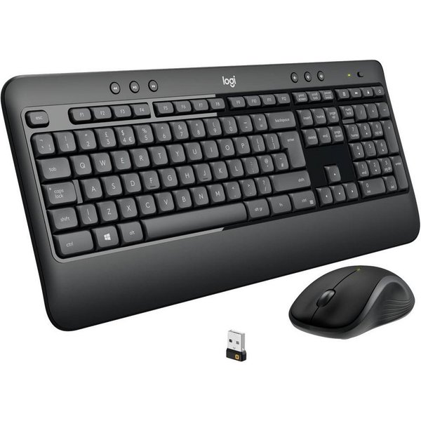 Logitech Funk Tastatur und Maus-Set, Handballenauflage, QWERTZ 920-008675 Tastatur- und Maus-Set, Handballenauflage