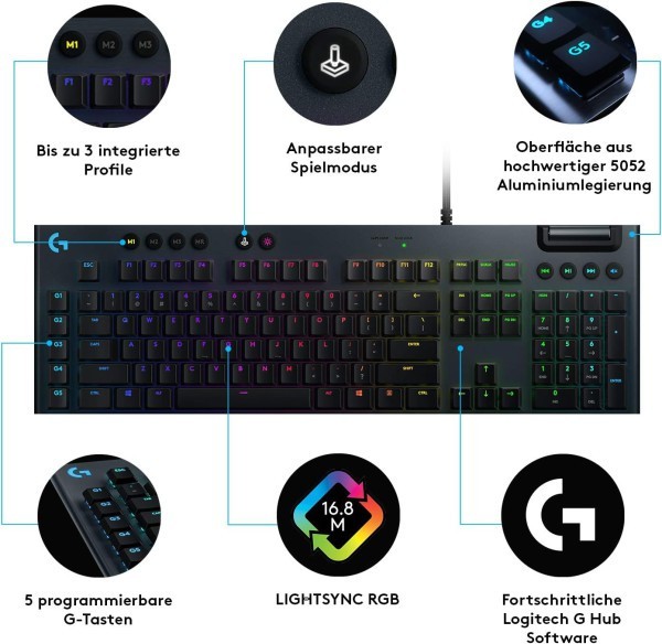Logitech G915 LIGHTSPEED Gaming-Tastatur, Deutsch - Schwarz