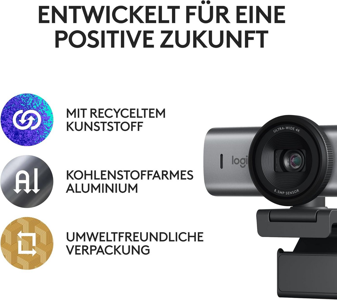 Logitech MX Brio 4K Ultra HD mit Dual-Mikrofonen, Autofokus-Show Mode, schwarz Full HD-Webcam – Bild 3 von 3