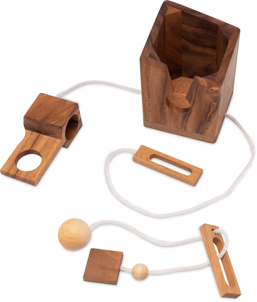 LOGOPLAY Flaschenhalter Flaschen-Tresor, (1-St), Flaschen-Tresor Holz Geschenkverpackung mit Knobelspiel – Bild 4 von 5