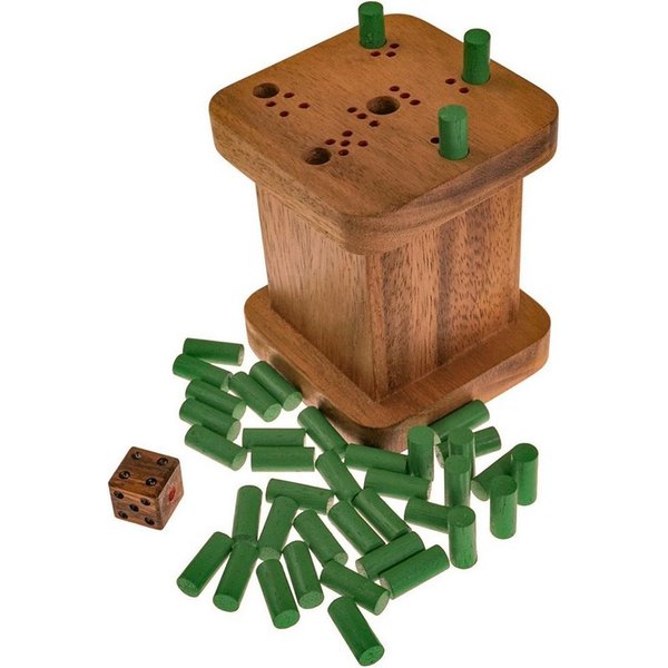 LOGOPLAY Spiel 6 raus, Familienspiel, 6 raus - für 2 bis 6 Spieler - Würfelspiel mit 40 Spielsteckern