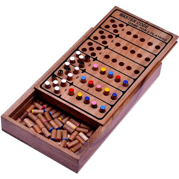 LOGOPLAY Spiel Code Finder, Gesellschaftsspiel, Code Finder – Logik- und Denkspiel aus edlem Samena-Holz für 2 Spieler