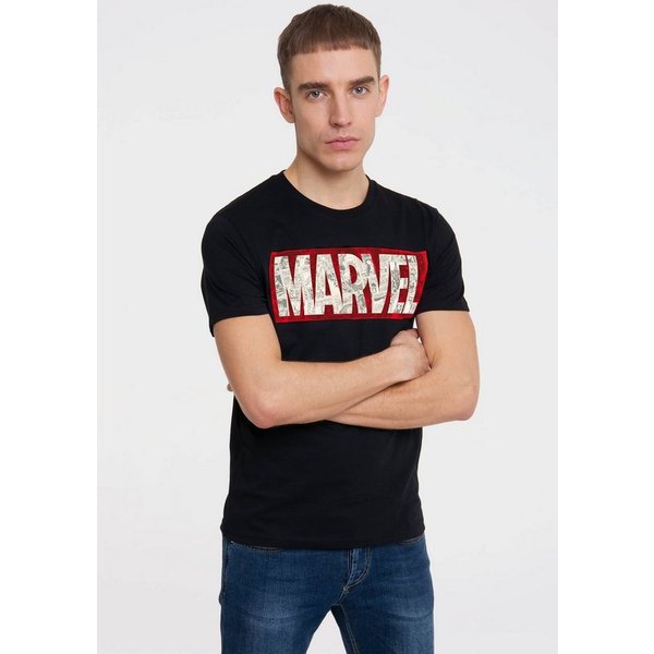 LOGOSHIRT T-Shirt Marvel Comic Block Logo mit coolem Print