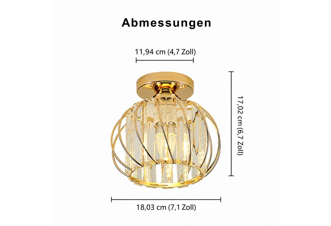 LOHAS-LED Deckenleuchte Kristall-Deckenleuchte Geo mit geometrischem Metallrahmen, ohne Leuchtmittel, 220 V, E27 Sockel, ideal für Flur, Schlafzimmer und Wohnzi – Bild 2 von 5