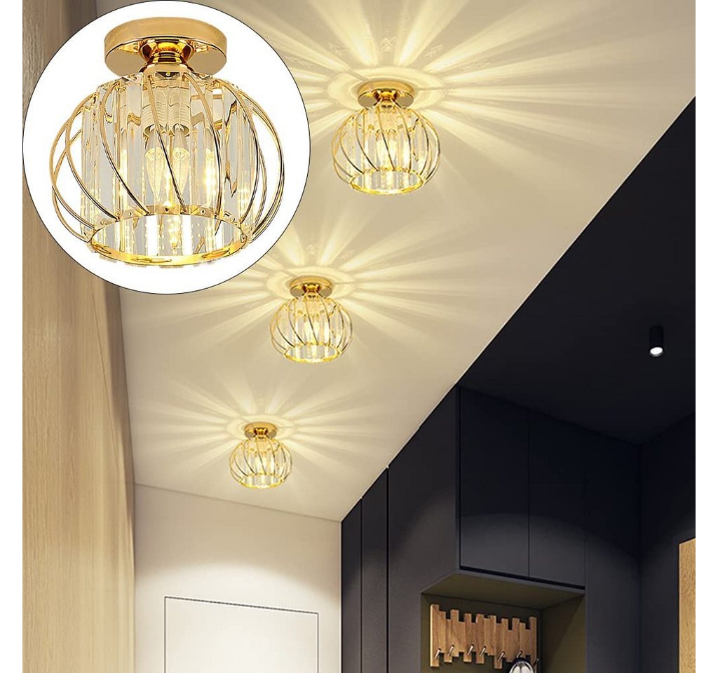LOHAS-LED Deckenleuchte Kristall-Deckenleuchte Geo mit geometrischem Metallrahmen, ohne Leuchtmittel, 220 V, E27 Sockel, ideal für Flur, Schlafzimmer und Wohnzi – Bild 4 von 5