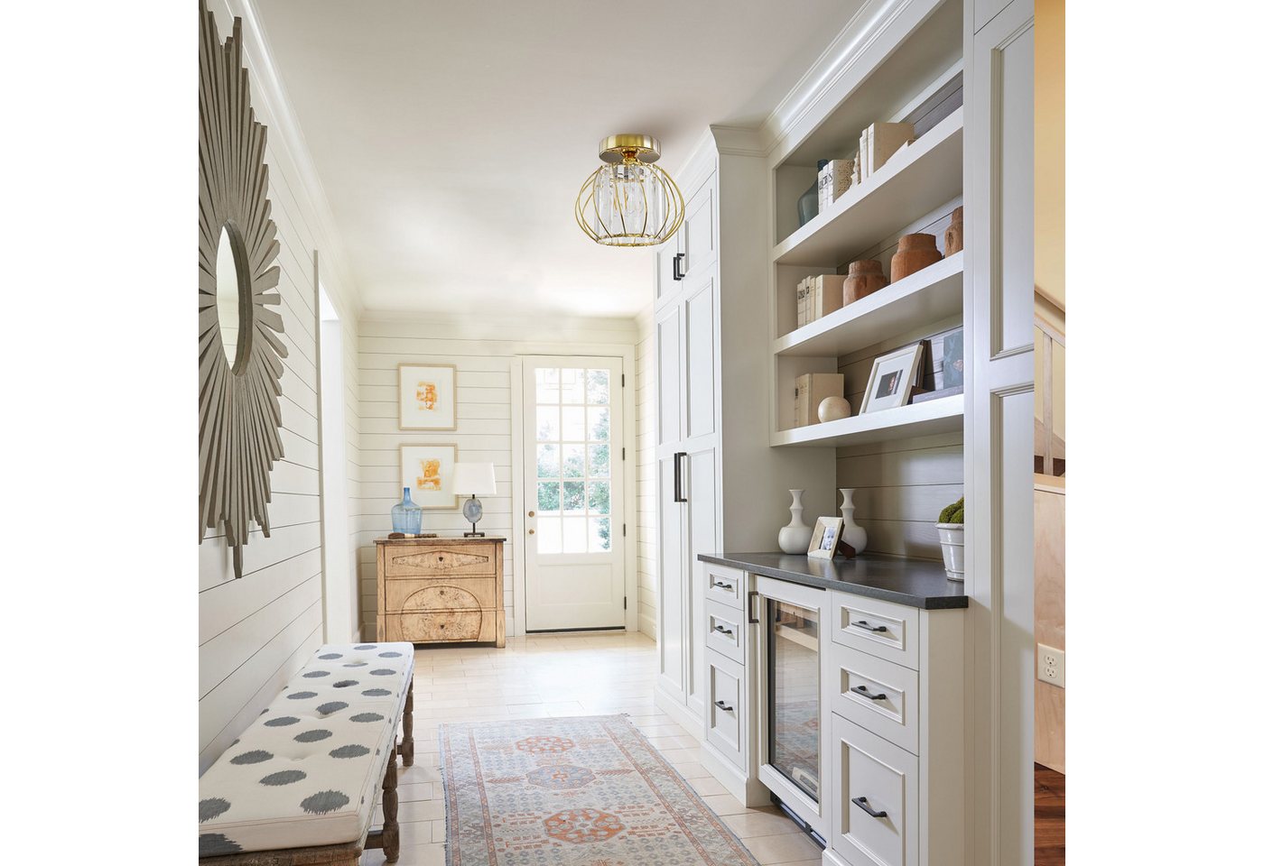 LOHAS-LED Deckenleuchte Kristall-Deckenleuchte Geo mit geometrischem Metallrahmen, ohne Leuchtmittel, 220 V, E27 Sockel, ideal für Flur, Schlafzimmer und Wohnzi – Bild 5 von 5