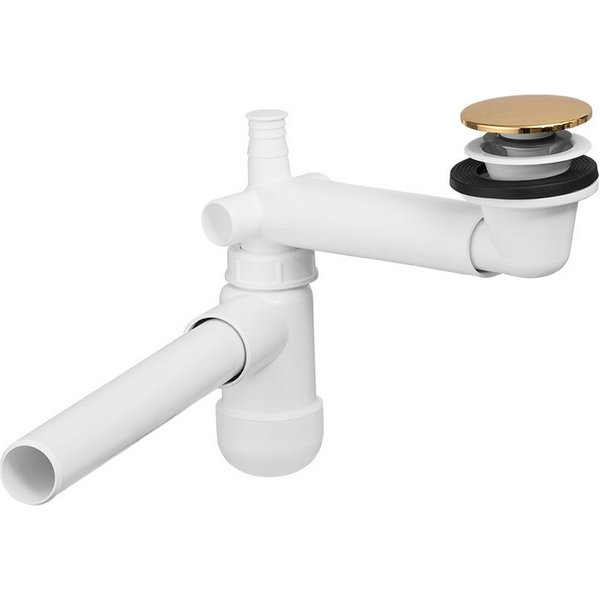 Lomadox Ablaufgarnitur SIPHON-56 Siphon für eingelassene Waschbecken, Pupup-Ventil gold