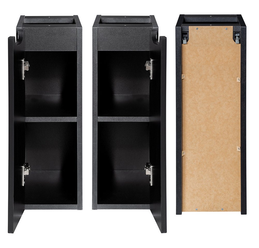 Lomadox Badkommode NEWPORT-56-BLACK, 20 cm Badezimmerschrank 40 cm tief Badschrank schwarz gerillt Eiche – Bild 3 von 5
