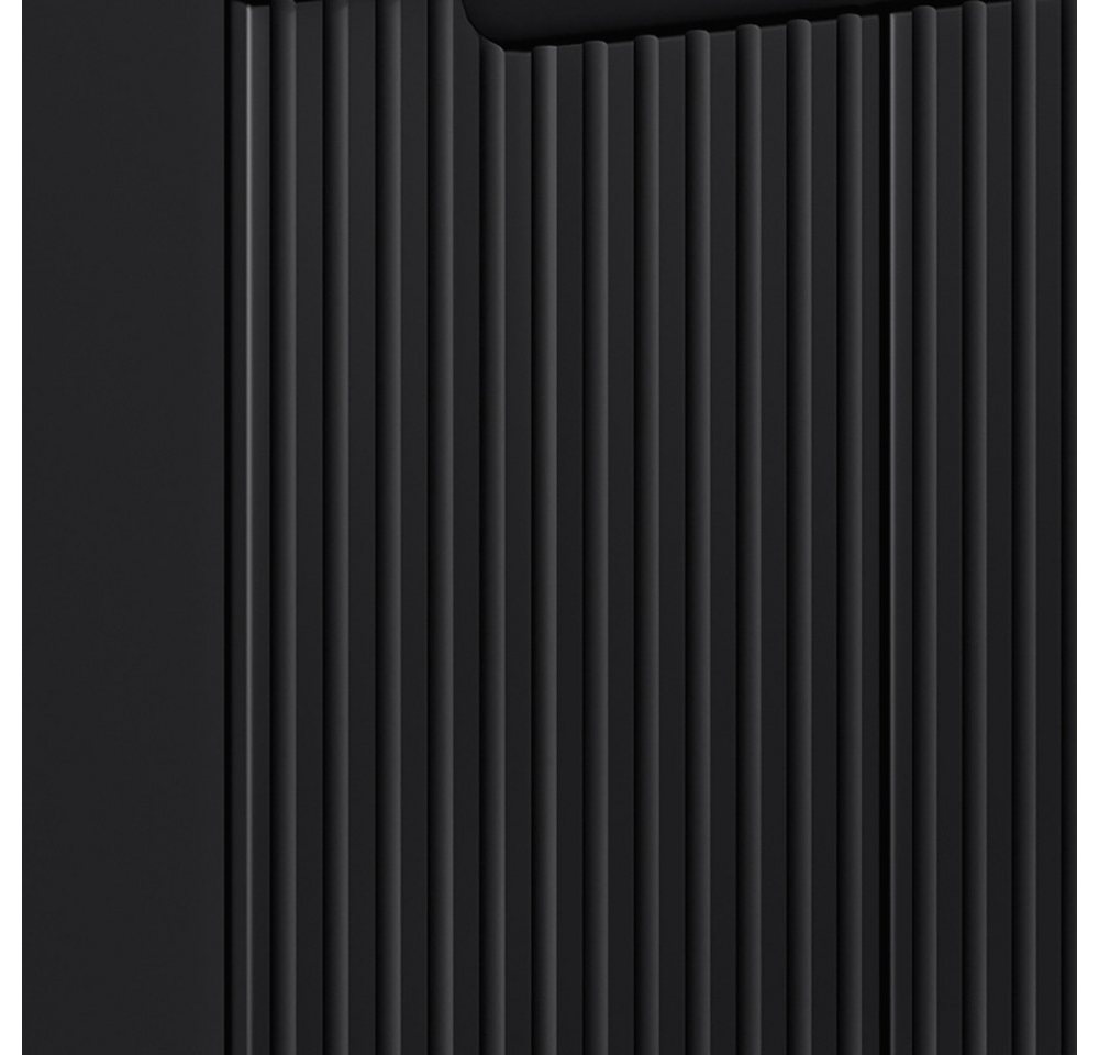 Lomadox Badkommode NEWPORT-56-BLACK, 20 cm Badezimmerschrank 40 cm tief Badschrank schwarz gerillt Eiche – Bild 4 von 5