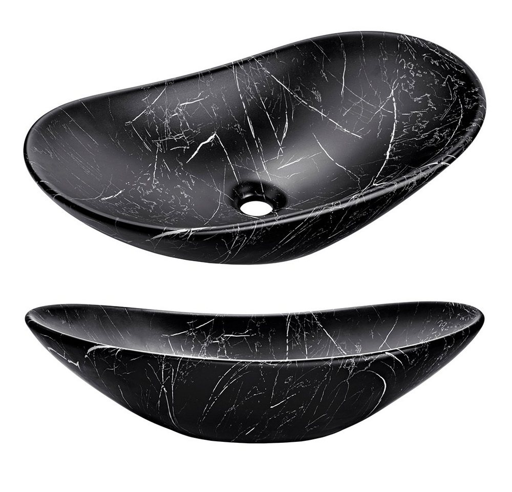 Lomadox Badmöbel-Set ADELAIDE-56-BLACK, (Spar-Set, 3-St), schwarz gerillt 130/200/46,5 cm – Bild 3 von 5