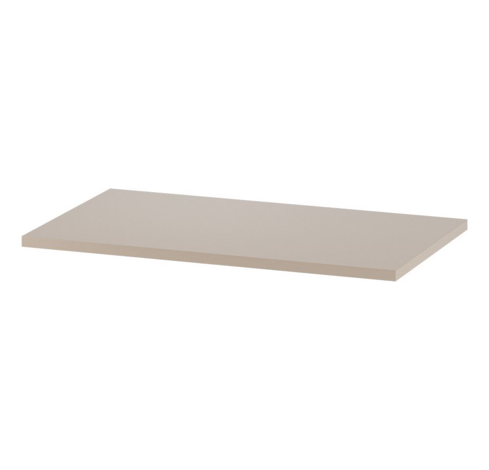 Lomadox Badmöbel-Set CALURI-140, (Spar-Set, 2-St., LED-Spiegel Waschtisch), in beige mit gerillter Front, grifflos, wandhängend – Bild 5 von 5