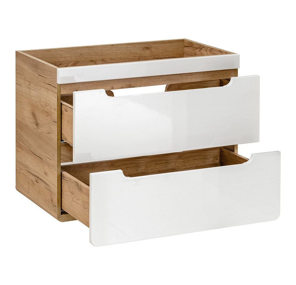 Lomadox Badmöbel-Set LUTON-56, (Spar-Set, 5-St), 5-teilig Hochglanz weiß inkl. 81 cm Keramikwaschtisch 181/200/46 cm – Bild 3 von 5