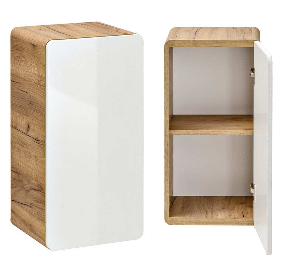 Lomadox Badmöbel-Set LUTON-56, (Spar-Set, 5-St), 5-teilig Hochglanz weiß inkl. 81 cm Keramikwaschtisch 181/200/46 cm – Bild 5 von 5