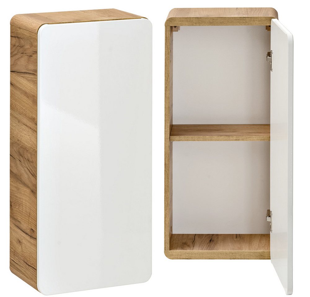 Lomadox Badmöbel-Set LUTON-56, (Spar-Set, 4-St), 4-teilig Hochglanz weiß inkl. 81 cm Keramikwaschtisch 131/200/46 cm – Bild 5 von 5