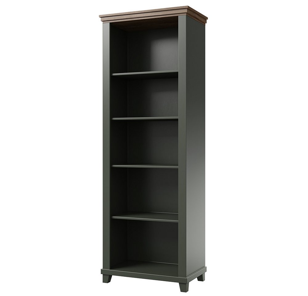 Lomadox Büromöbel-Set EPSOM-83, (Spar-Set, 3-tlg., Schreibtisch Vitrine Aktenregal), in grün mit Eiche, Softclose-Funktion, Rückwand mit Lamellen Optik – Bild 5 von 5