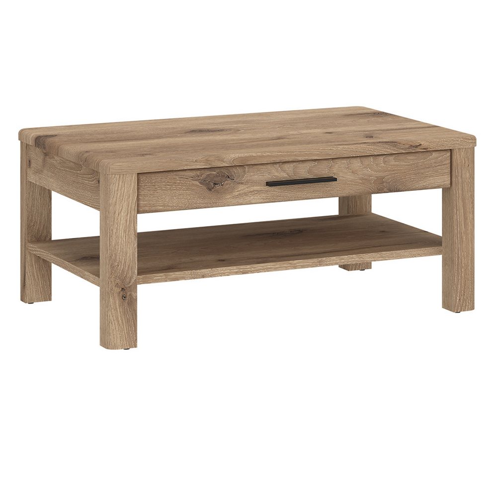 Lomadox Couchtisch GRAHAM-129, Eiche Dekor 100 cm Ablage Schublade mit Vollauszug – Bild 4 von 5