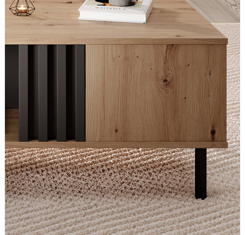 Lomadox Couchtisch MATTAWA-167, 100 cm, rechteckig mit Schublade, Eiche Dekor – Bild 3 von 5