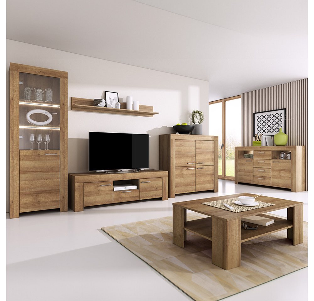 Lomadox Couchtisch STEGNA-160, Eiche Nb., 103 cm breit, 1 Ablageboden für Bücher & Fernbedienungen – Bild 4 von 5