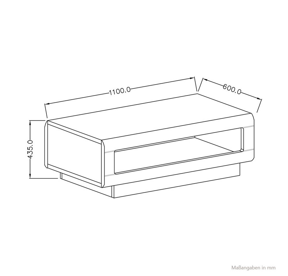 Lomadox Couchtisch TURDA-83, Eiche Grandson Nb. moderner Stil mit offenem Fach, B/H/T: 110/44/60 cm – Bild 4 von 4