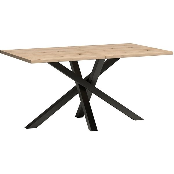 Lomadox Esstisch CALLAO-161, ausziehbar 160-260 cm Eiche mit Metallgestell schwarz