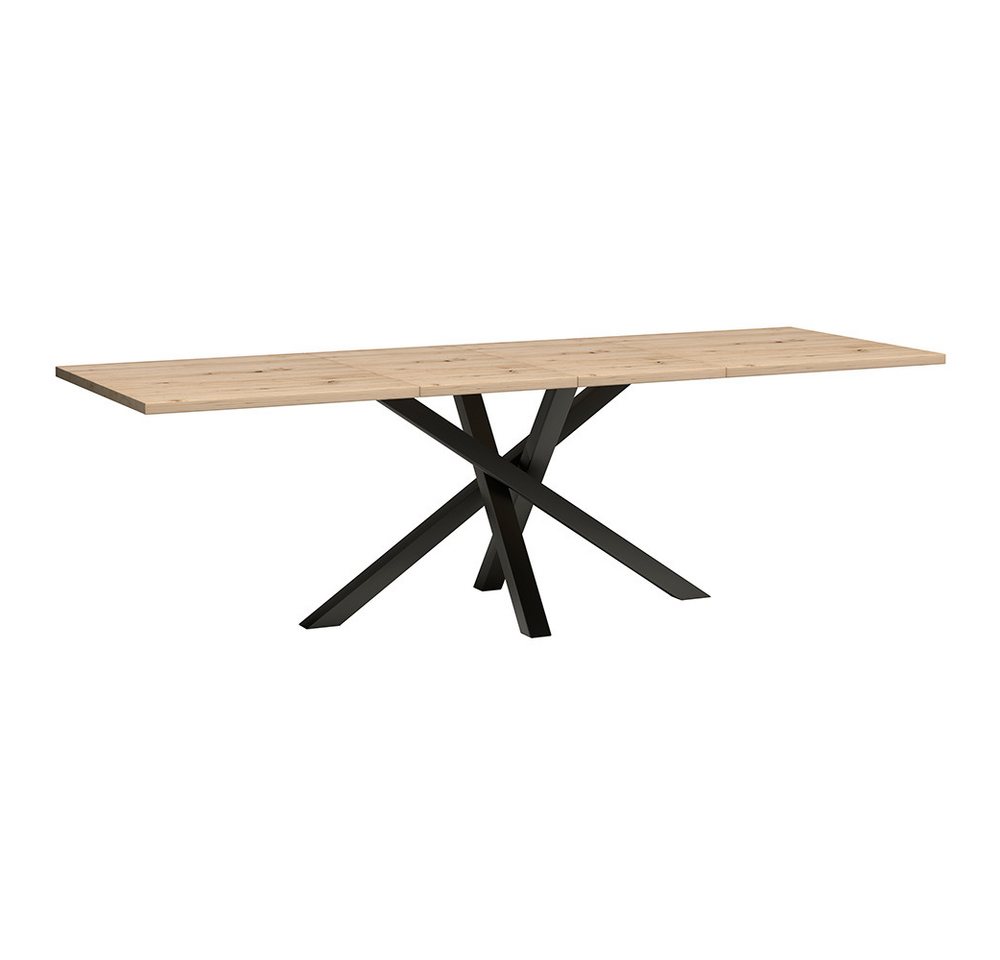 Lomadox Esstisch CALLAO-161, ausziehbar 160-260 cm Eiche mit Metallgestell schwarz – Bild 2 von 4