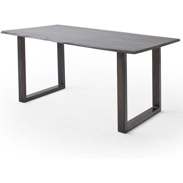 Lomadox Esstisch COSENZA-06, 160x90cm, Akazie Massivholz, grau sandgestrahlt, Metallgestell