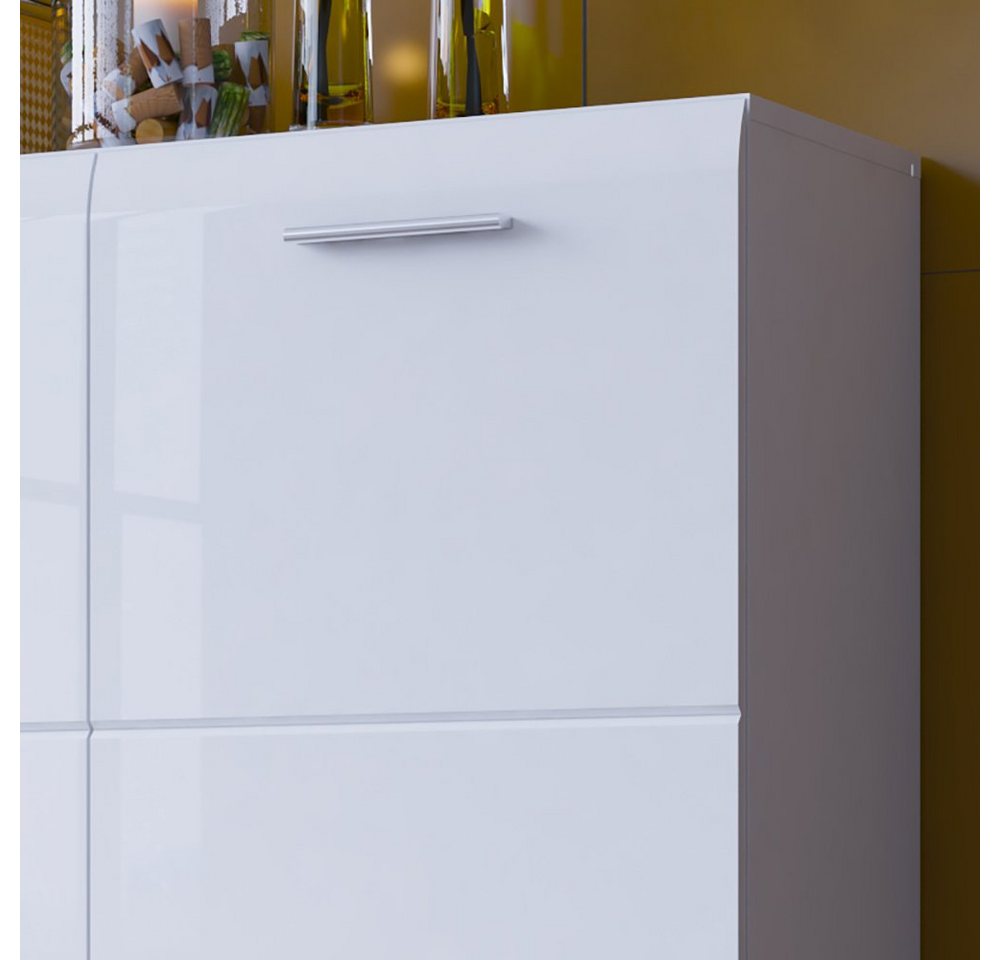 Lomadox Garderoben-Set MALABO-129, (Spar-Set, 5-St), mit Spiegel und Schuhbank in weiß Hochglanz – Bild 2 von 5