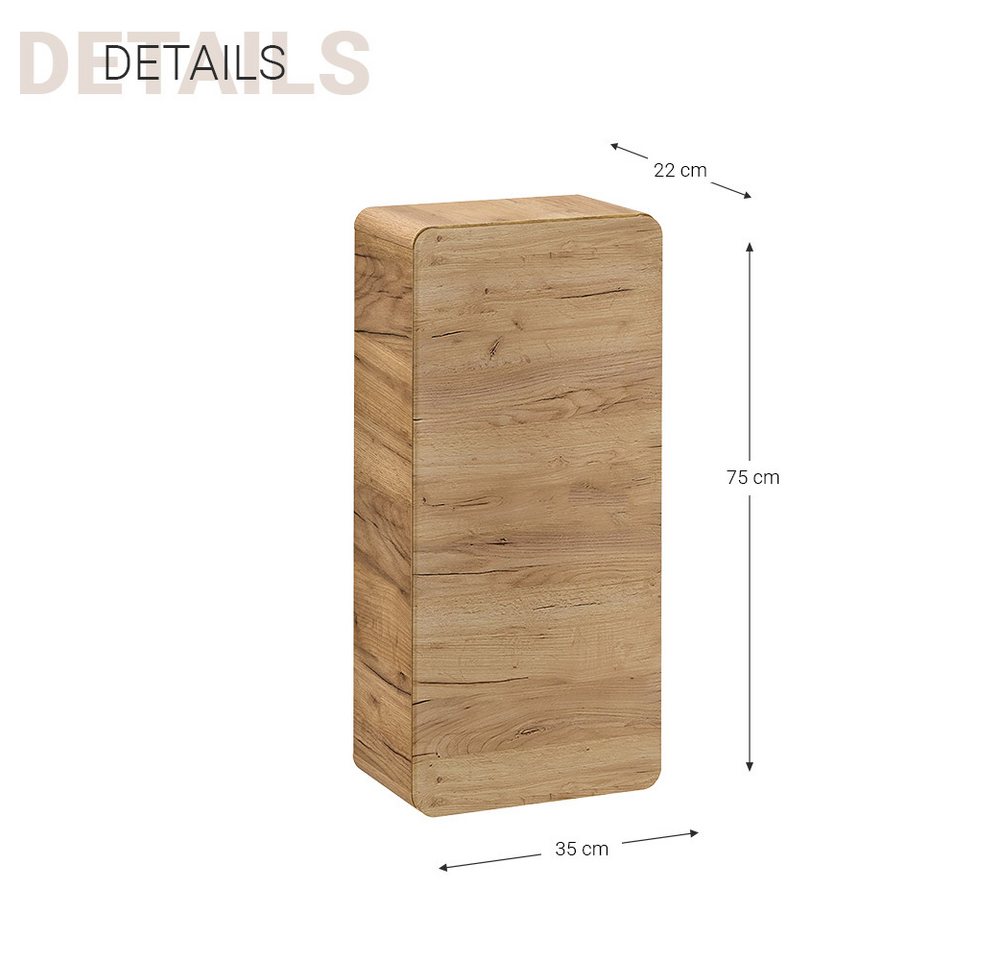 Lomadox Hängeschrank LUTON-56-CRAFT Badezimmer, Wotan Eiche Nb. Nb., B/H/T ca. 35/75/22 cm – Bild 5 von 5