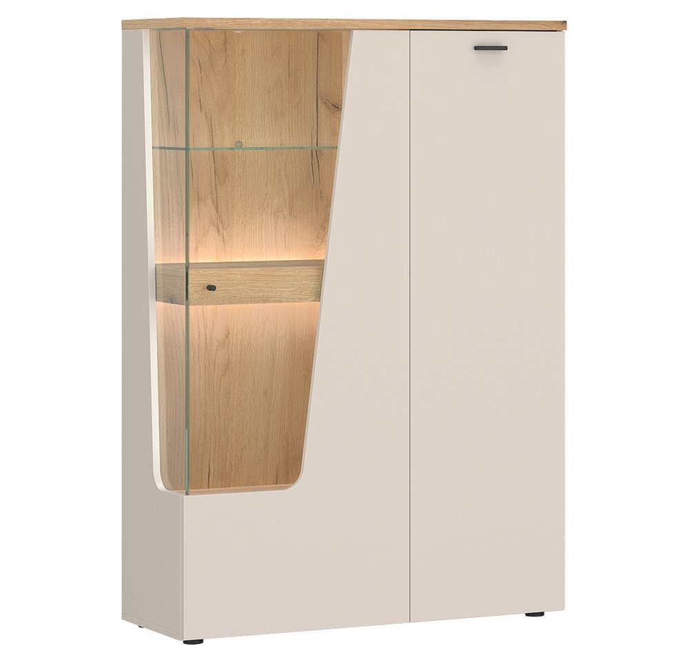 Lomadox Highboard CARMONA-129, in kaschmir und Eiche, 95 cm breit, inkl. LED-Beleuchtung – Bild 3 von 5